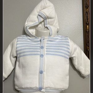 DOLCE GOCCIA BLUE AND WHITE.KNIT CARDIGAN FOR BABY BOYS 3M